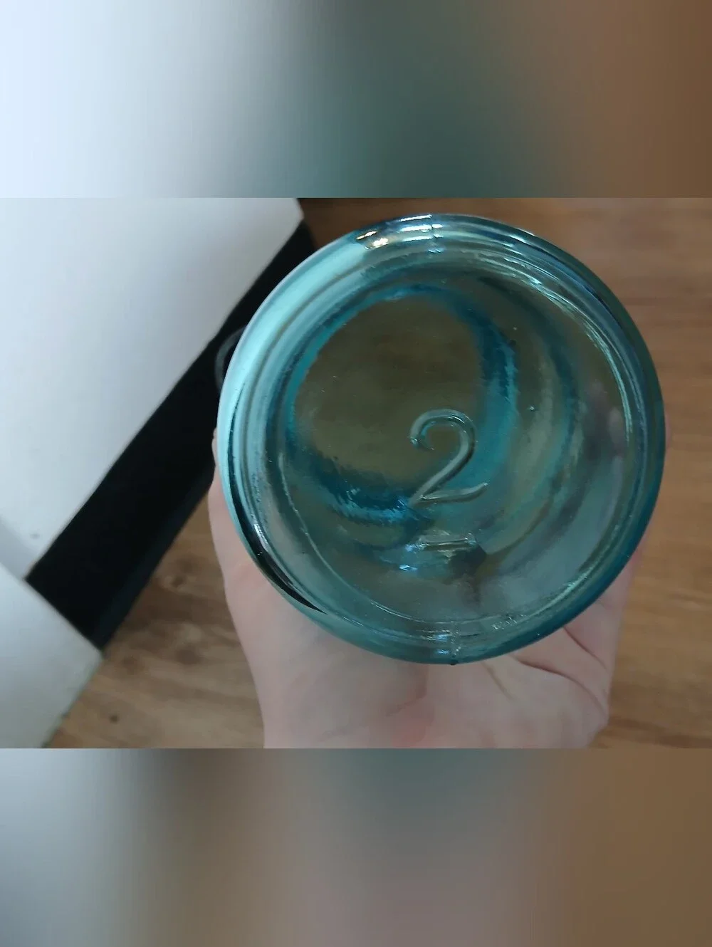 Teal Vintage-Style Glass Mason Jar with Wire Bail